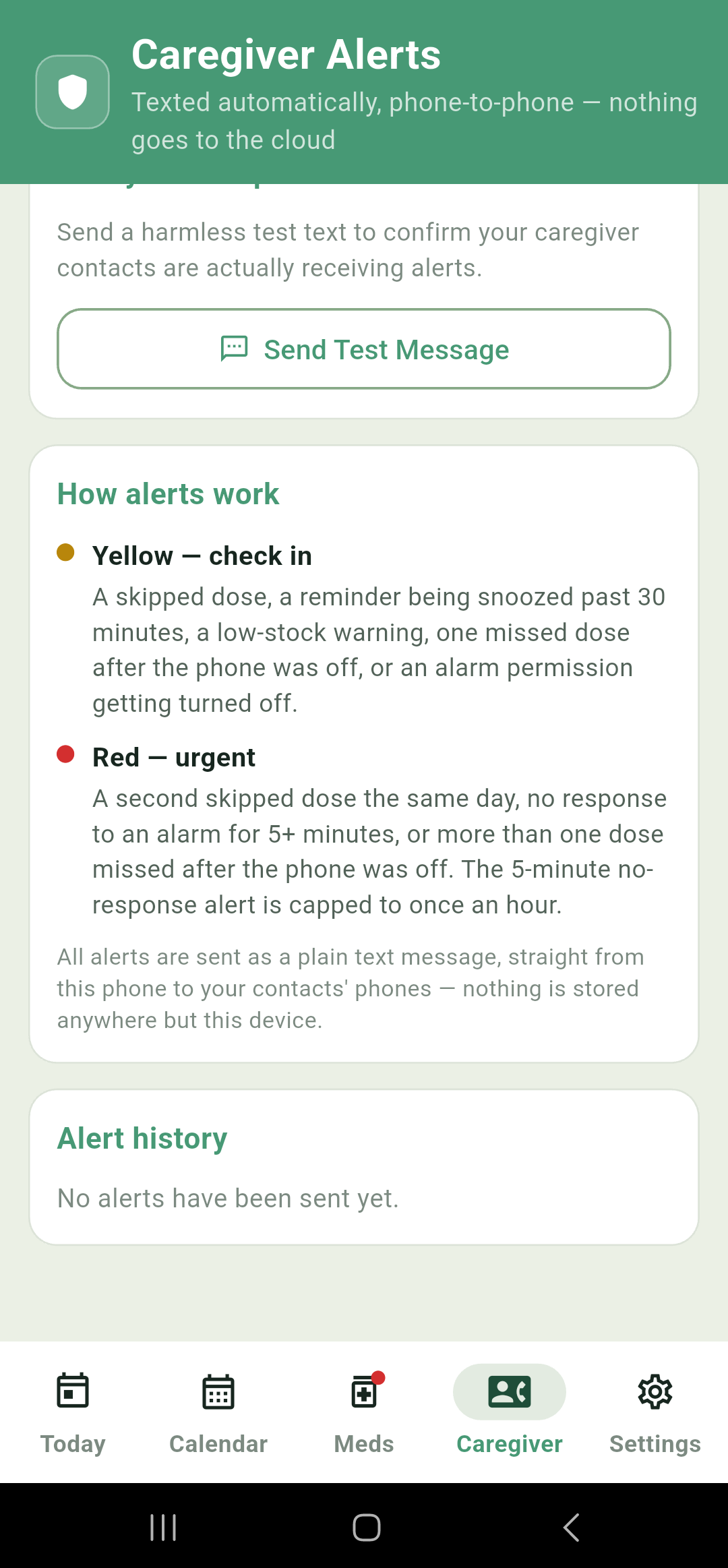 How alerts work legend and alert history